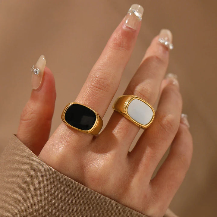 Rhea Square Chunky Geometric Ring
