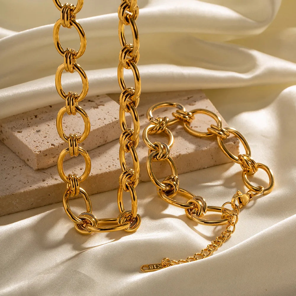 Orlina Gold Chain Necklace &amp; Bracelet Set