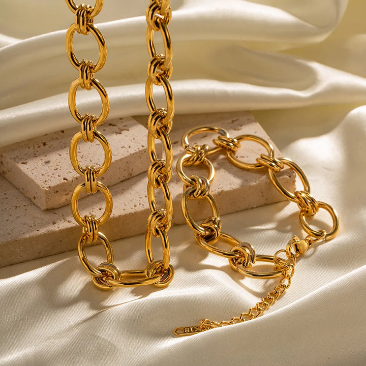 Orlina Gold Chain Necklace &amp; Bracelet Set