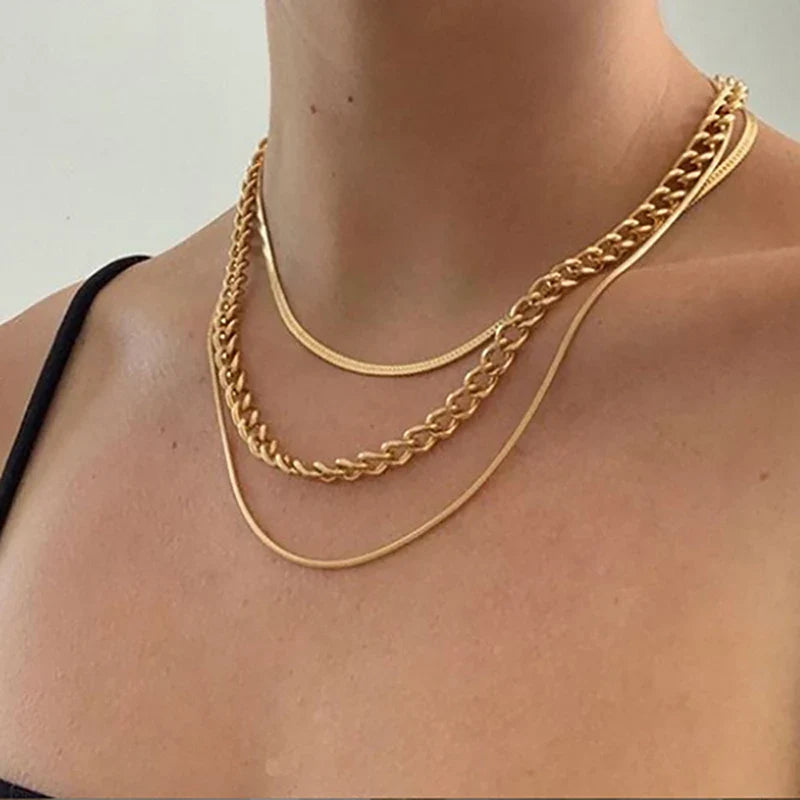 Asiya Triple Layer Chain Necklace