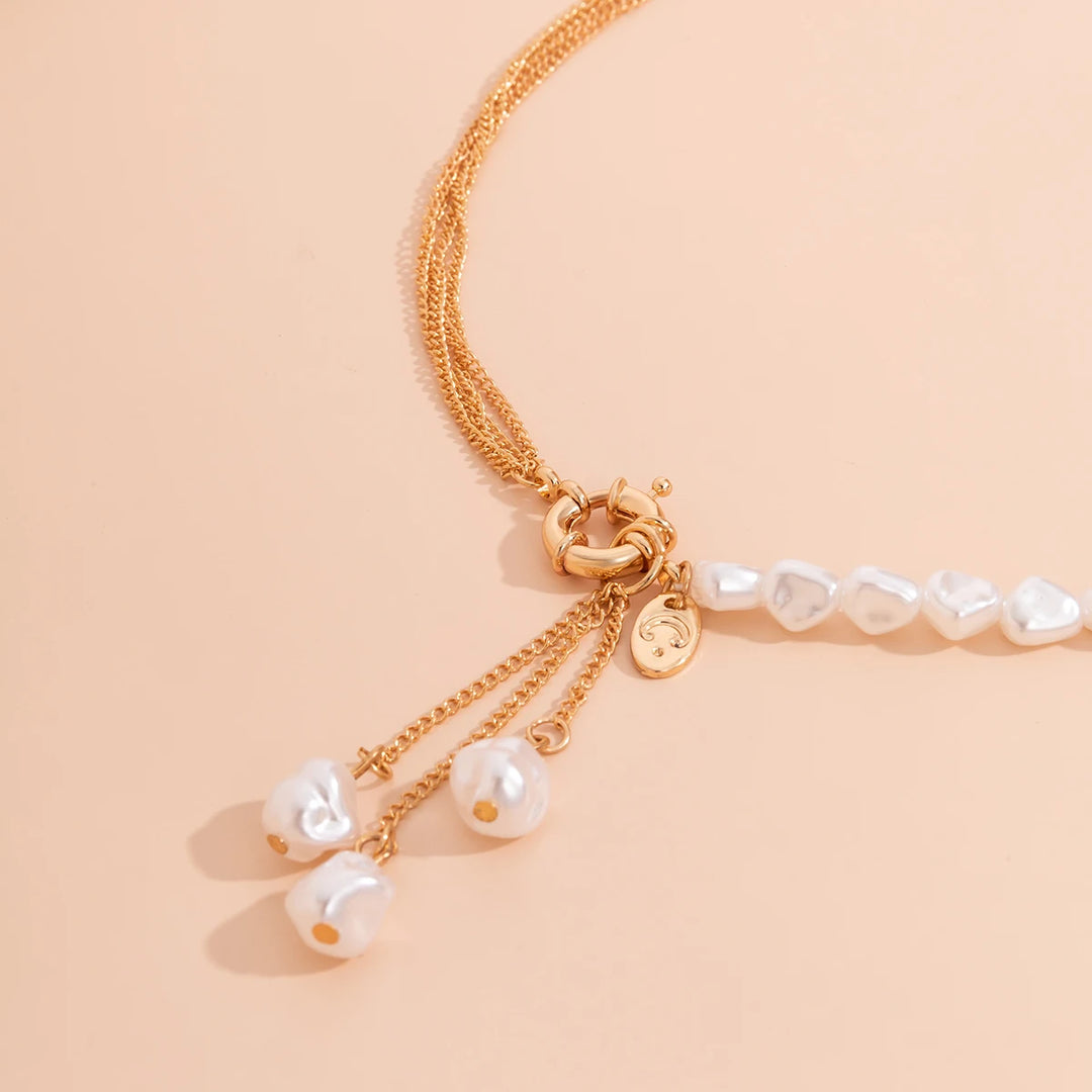 Elowen Irregular Pearl Tassel Necklace