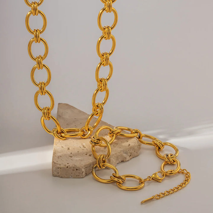 Orlina Gold Chain Necklace &amp; Bracelet Set