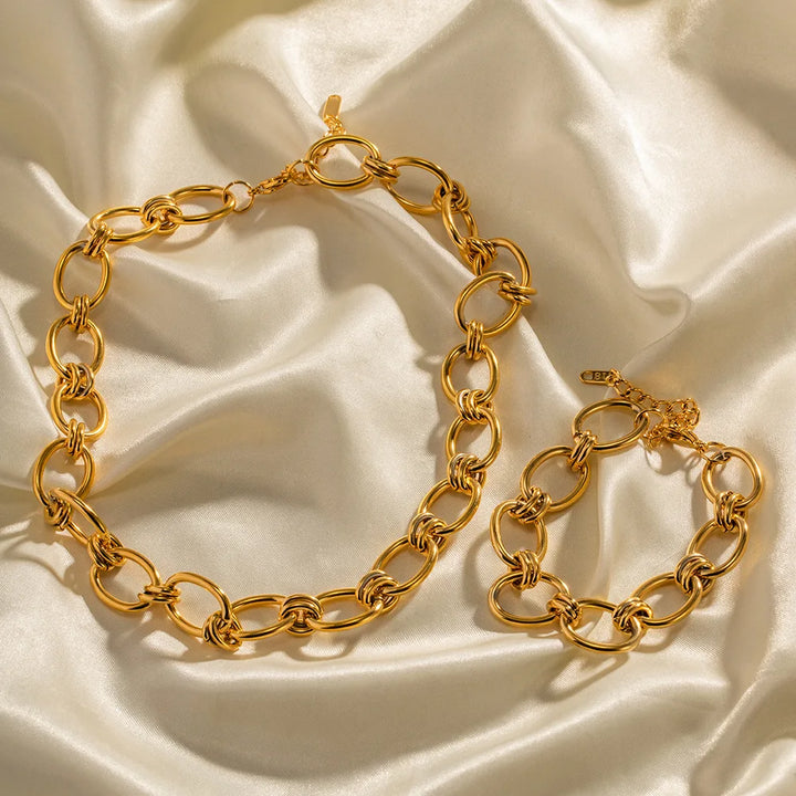 Orlina Gold Chain Necklace &amp; Bracelet Set