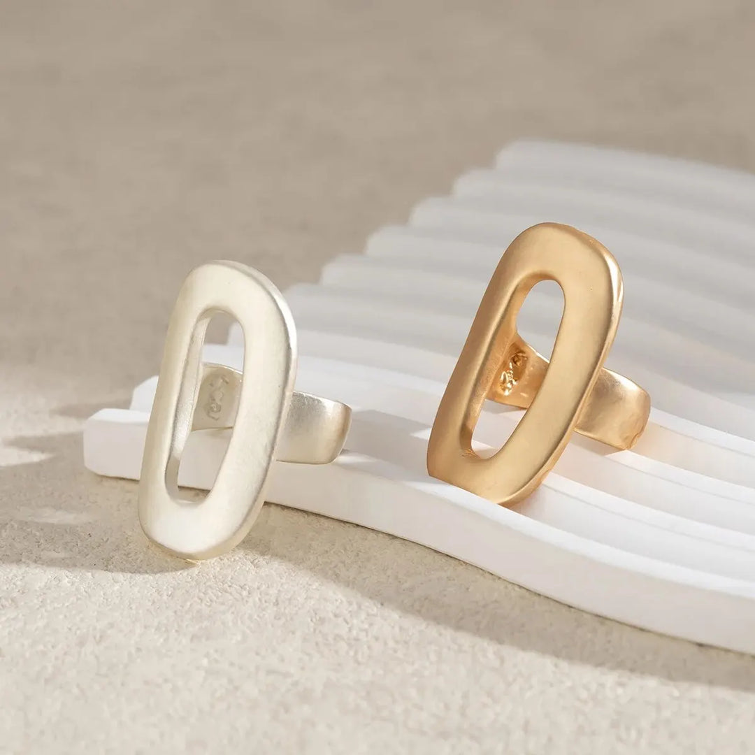 Gaia Oval Geometric Adjustable Ring