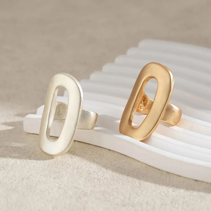 Gaia Oval Geometric Adjustable Ring