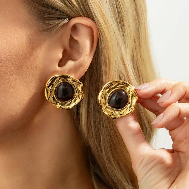 Alfie Black Stone Stud Earrings