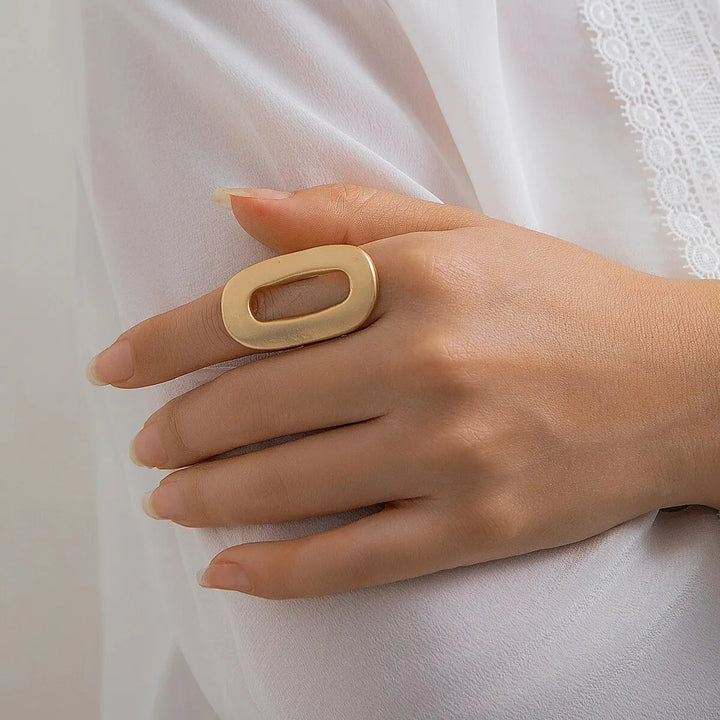 Gaia Oval Geometric Adjustable Ring