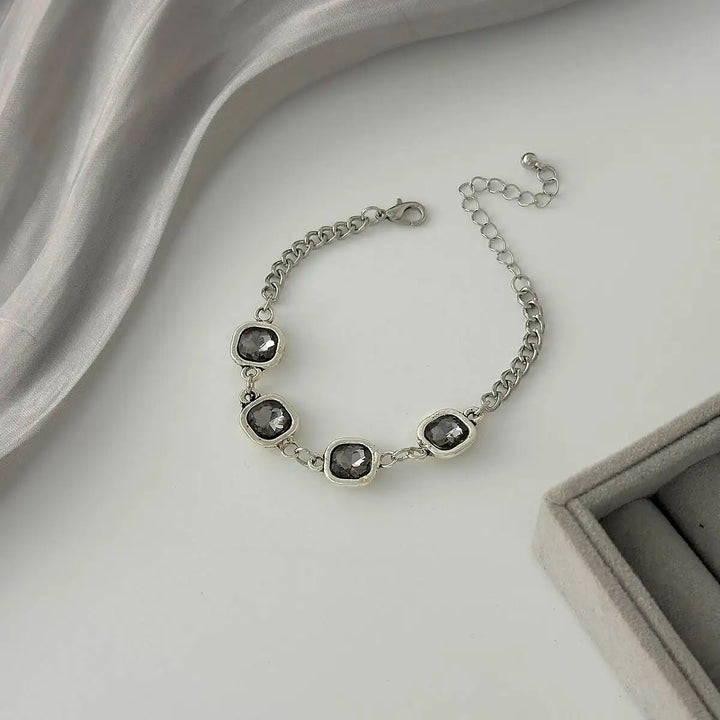 Viretta Crystal Square Necklace Bracelet Set