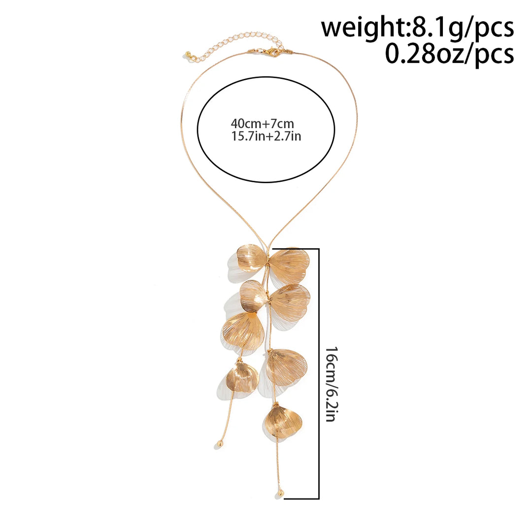 Liora Golden Petal Tassel Necklace