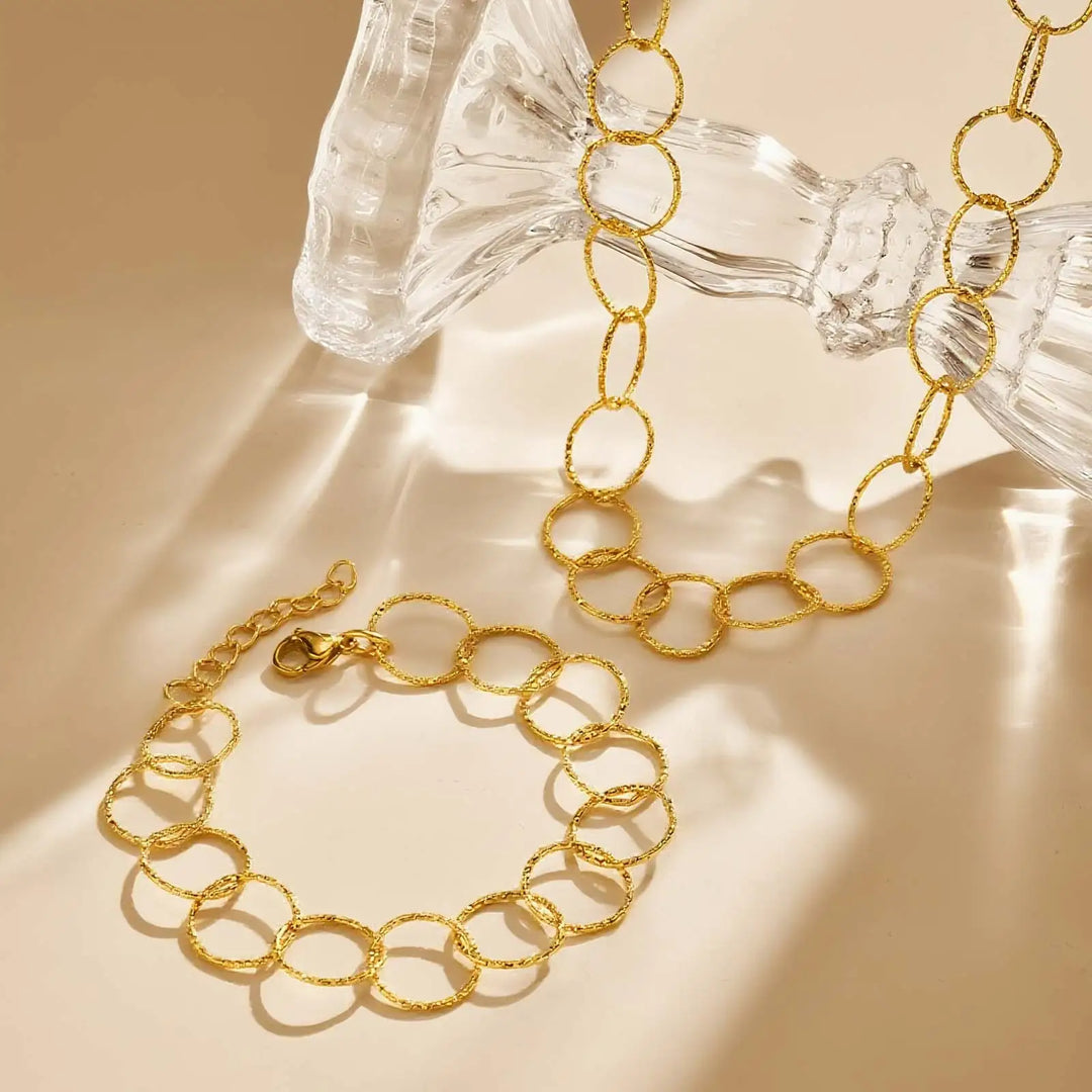 Aurelia Circle Link Necklace Bracelet Set