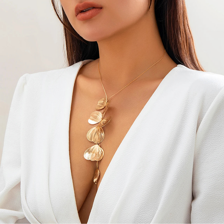 Liora Golden Petal Tassel Necklace