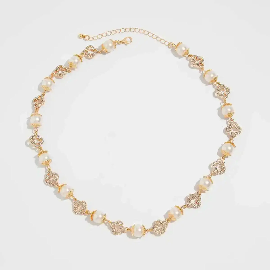 Celestia Pearl Floral Choker Necklace