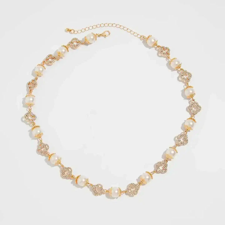 Celestia Pearl Floral Choker Necklace