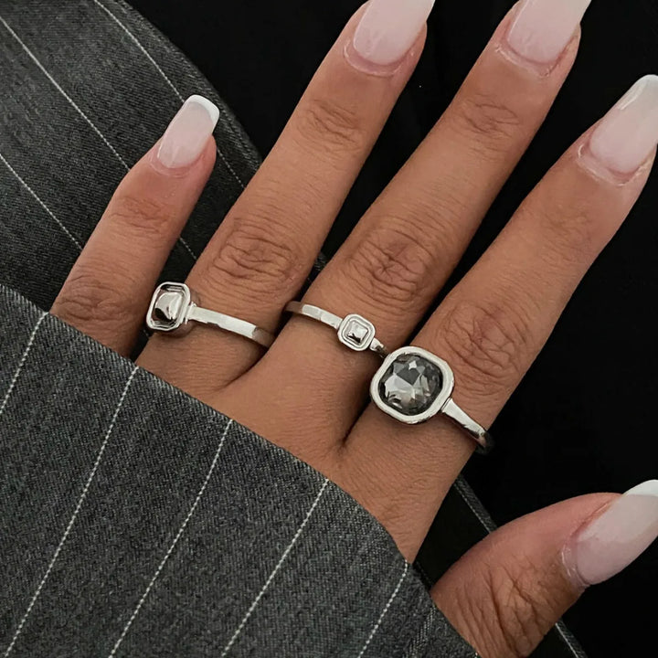 Selvia Grey Crystal Rings