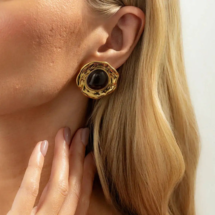 Alfie Black Stone Stud Earrings