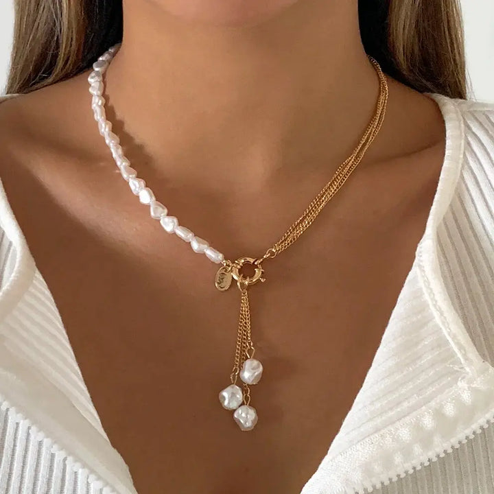 Elowen Irregular Pearl Tassel Necklace