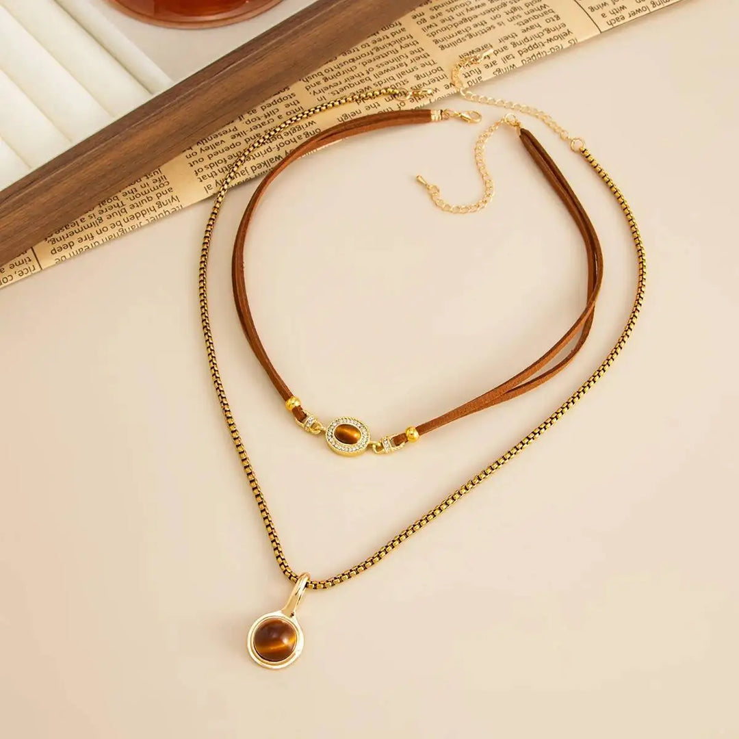 Serena Tiger Eye Double Layer Necklace