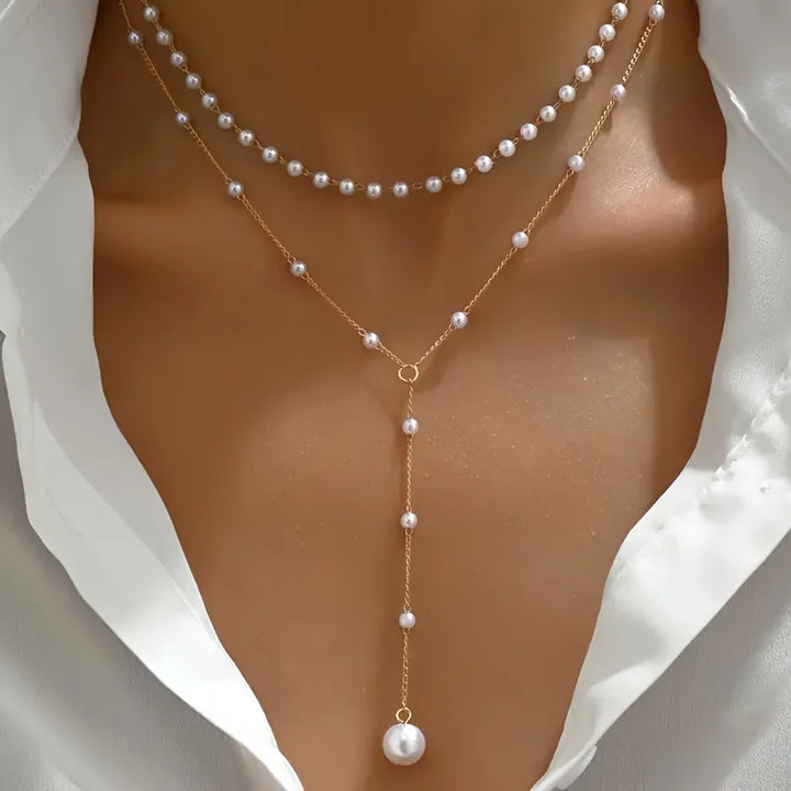 Lori Pearl Drop Layered Necklace