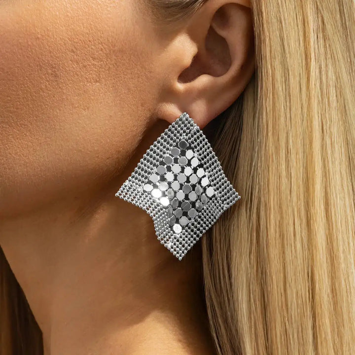 Aurelia Geometric Mesh Statement Earrings