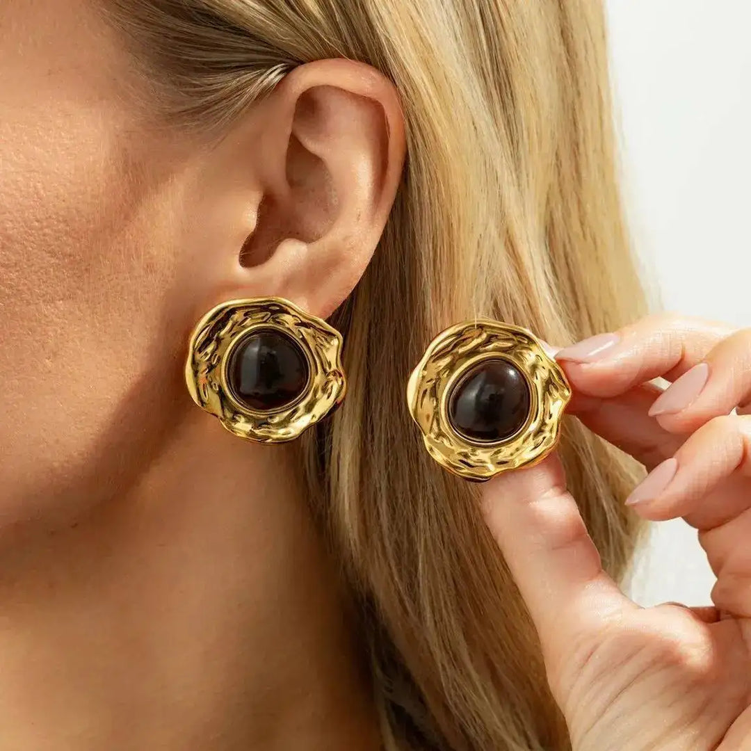 Alfie Black Stone Stud Earrings