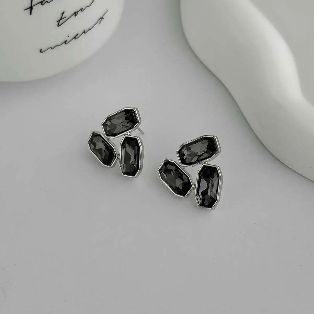 Averra Triple Crystal Stud Earrings