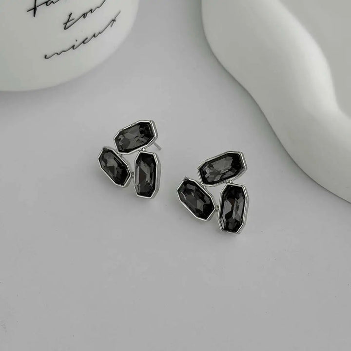 Averra Triple Crystal Stud Earrings