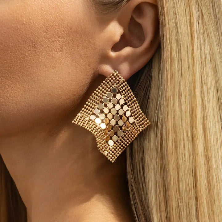 Aurelia Geometric Mesh Statement Earrings