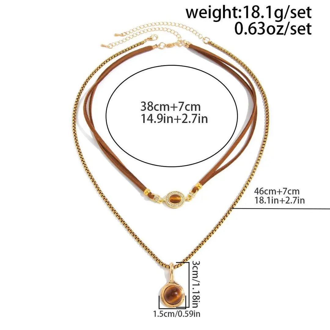 Serena Tiger Eye Double Layer Necklace