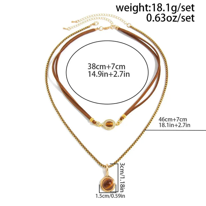 Serena Tiger Eye Double Layer Necklace