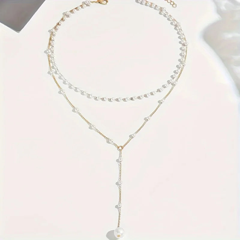 Lori Pearl Drop Layered Necklace