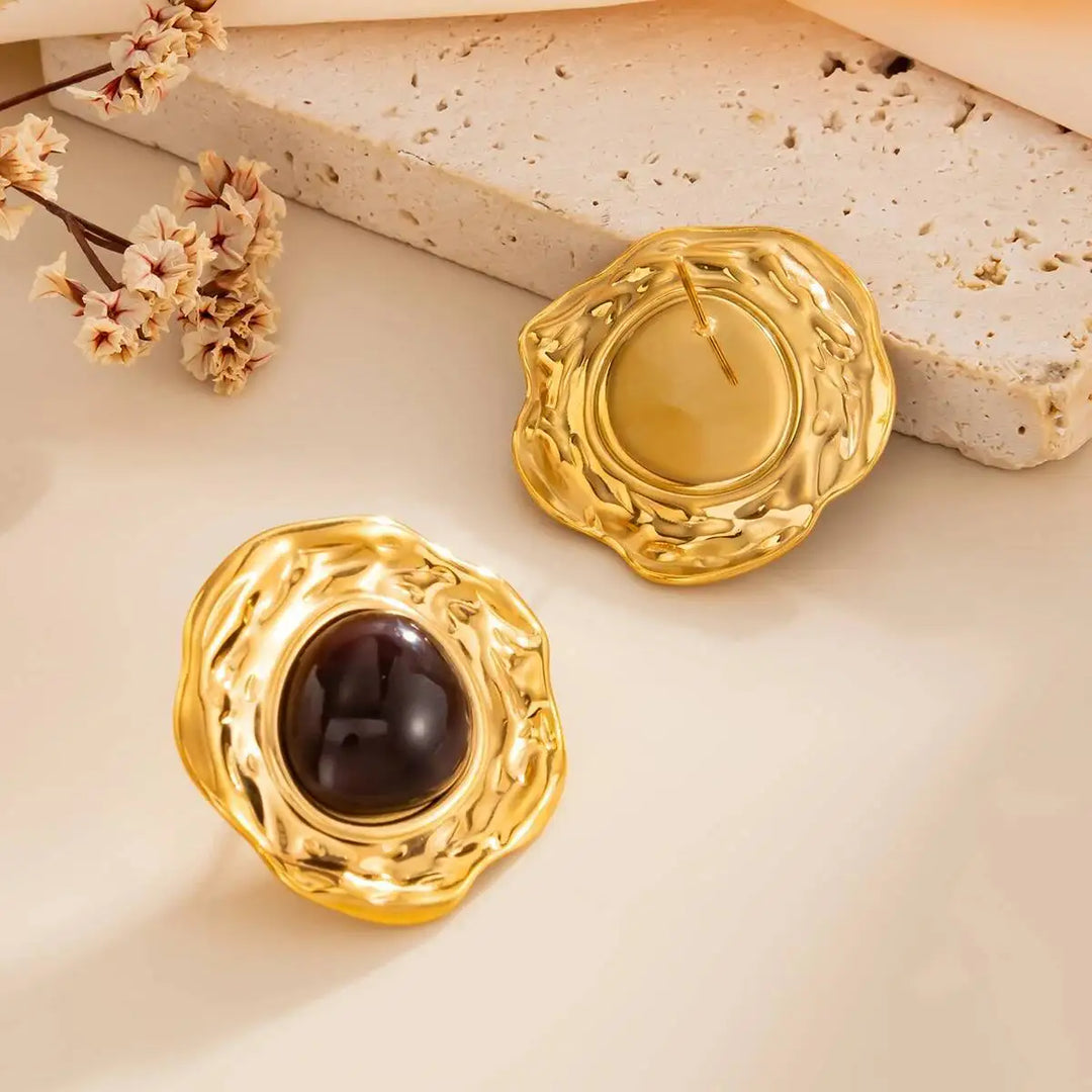 Alfie Black Stone Stud Earrings