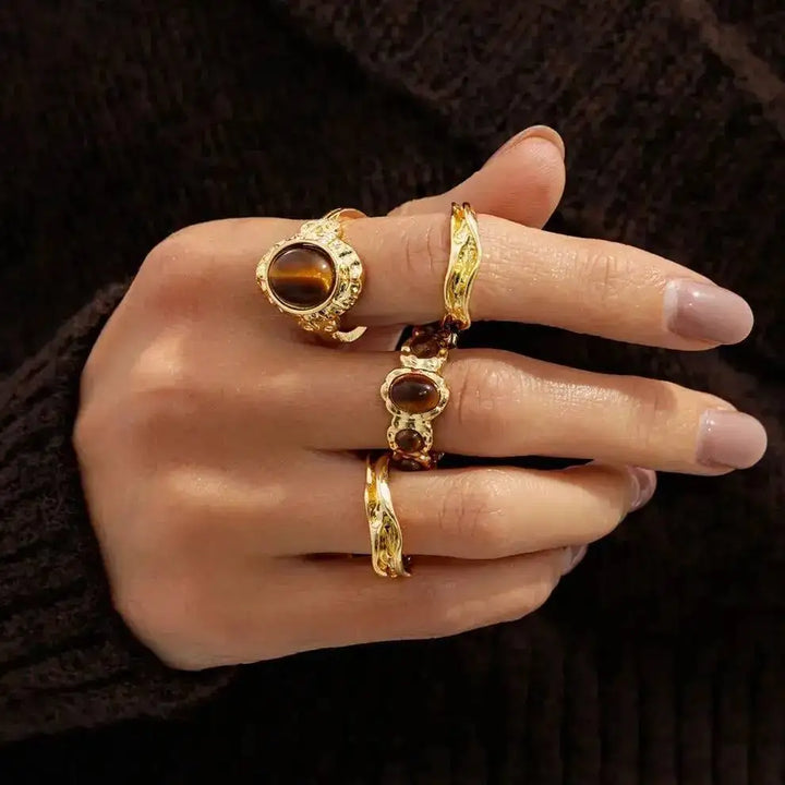 Arvella Tiger Eye Ring Set