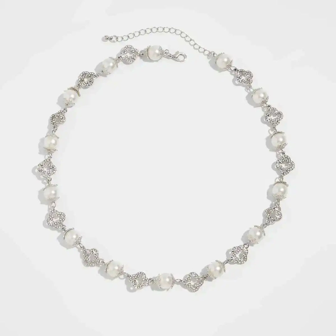 Celestia Pearl Floral Choker Necklace