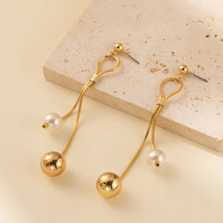 Denis Pearl Drop Chain Earrings