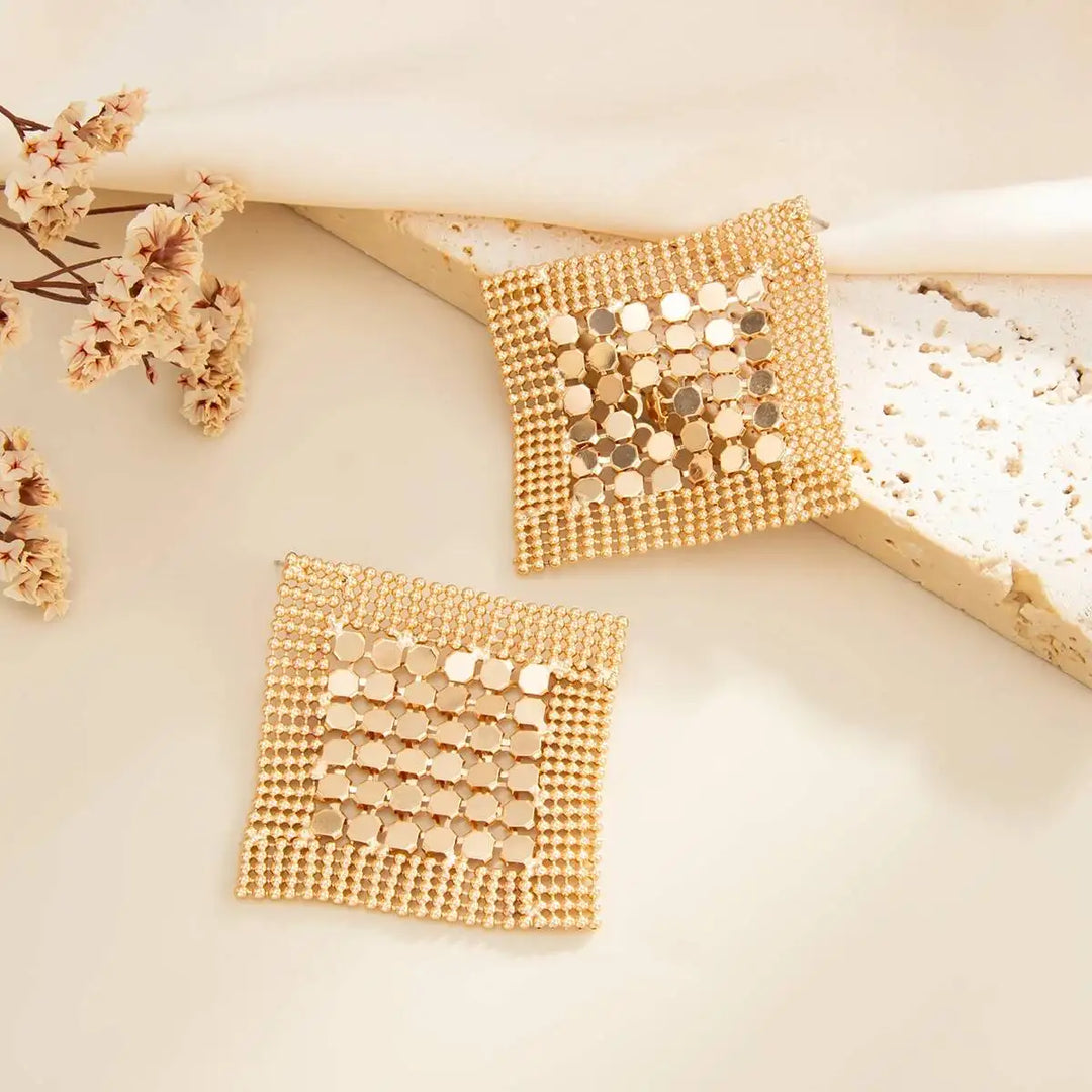 Aurelia Geometric Mesh Statement Earrings