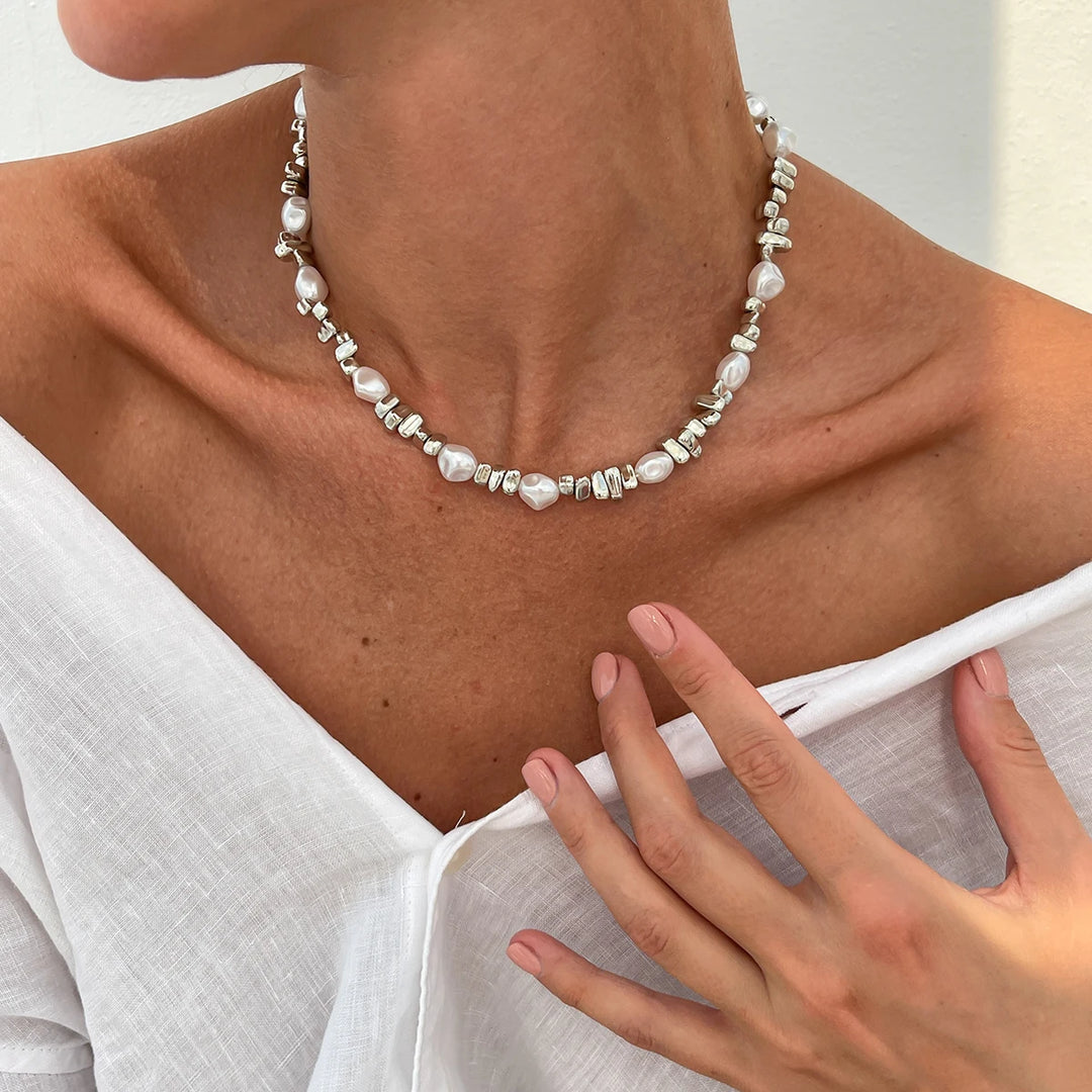 Velmira Pearl Beaded Choker Necklace