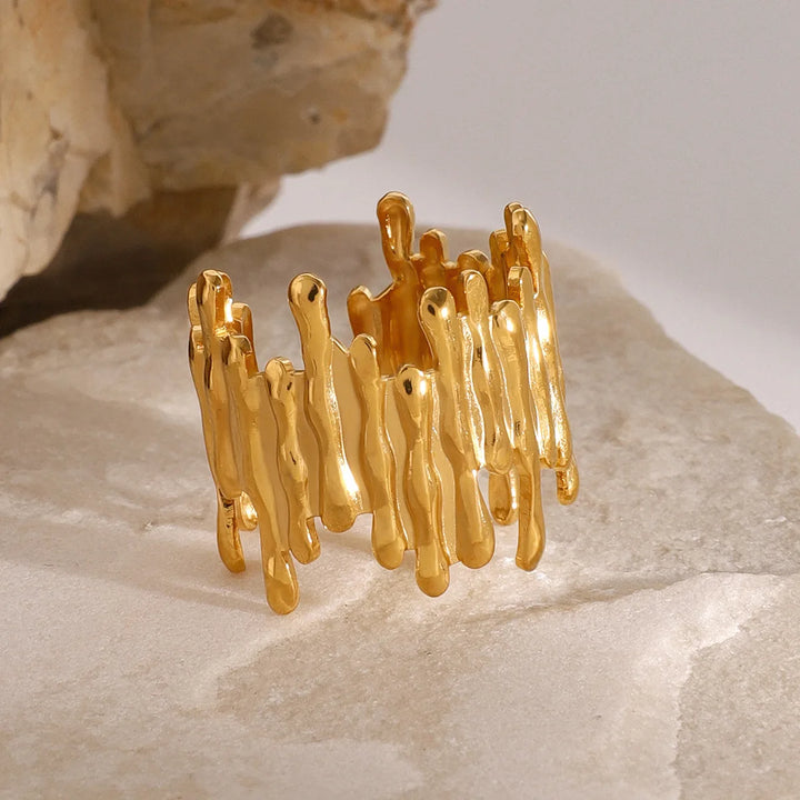 Zayra Textured Gold Stack Ring