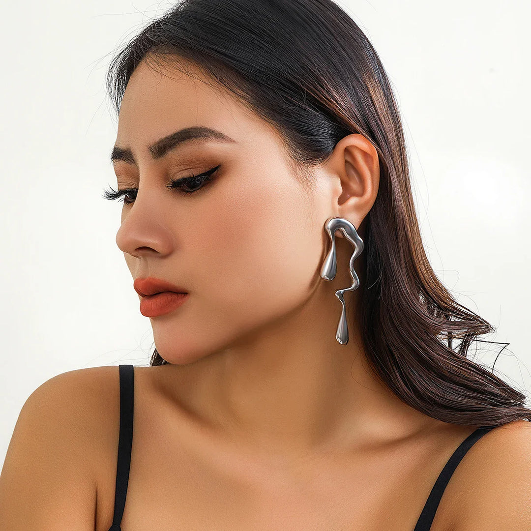 Neo Abstract Flow Drop Earrings