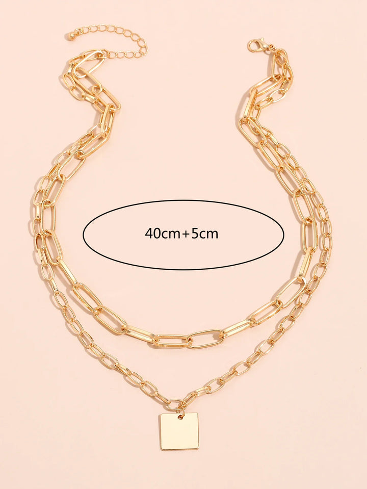 Duncan Layered Square Pendant Necklace