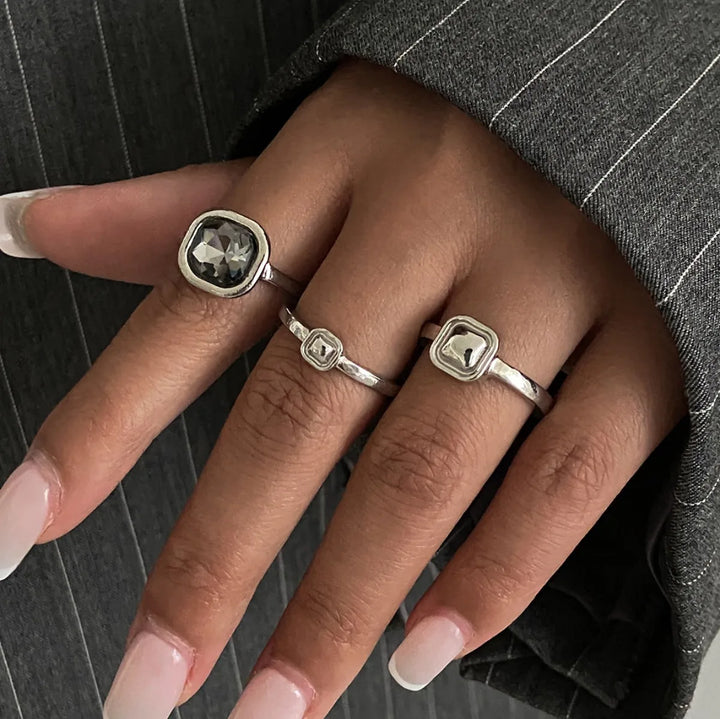 Selvia Grey Crystal Rings