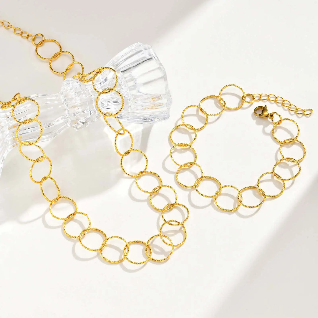 Aurelia Circle Link Necklace Bracelet Set