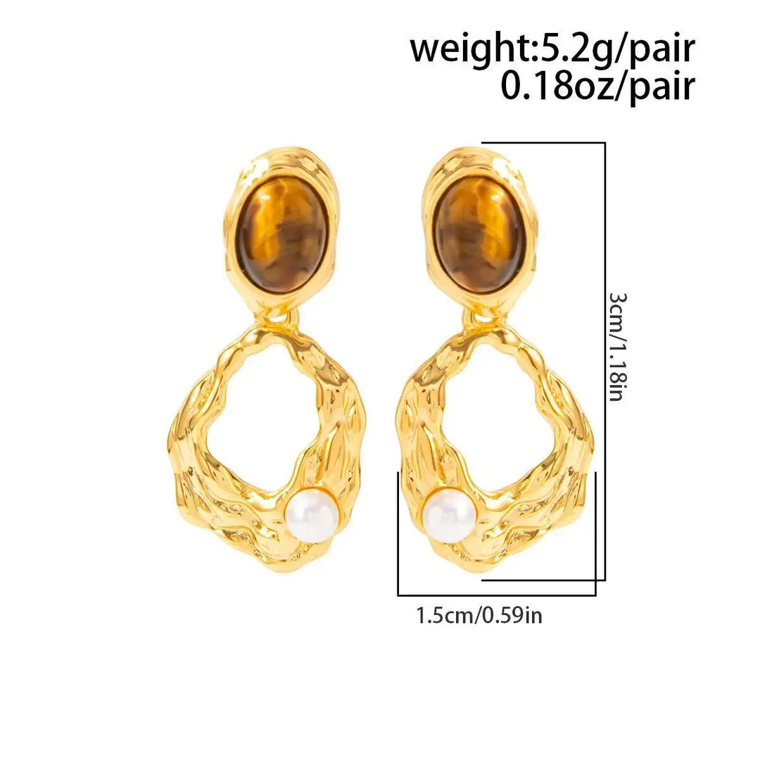Welsh Vintage Brown Stone Drop Earrings