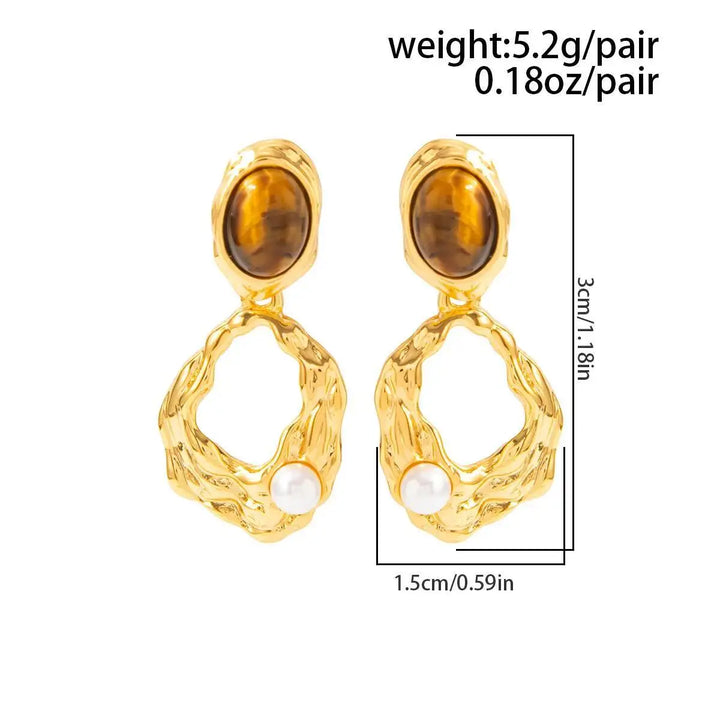Welsh Vintage Brown Stone Drop Earrings