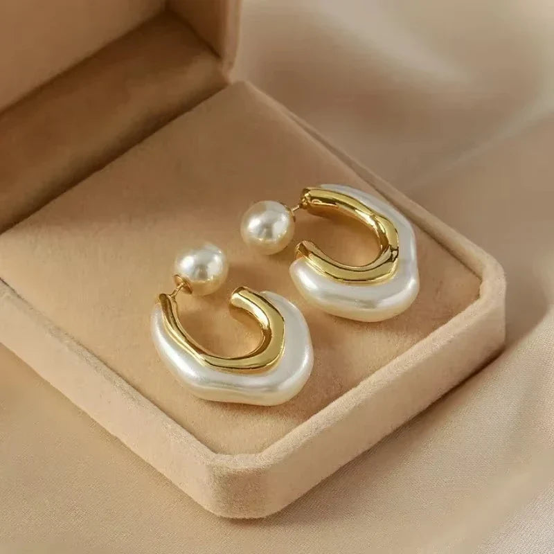 Chan Pearl Accent Hoop Earrings