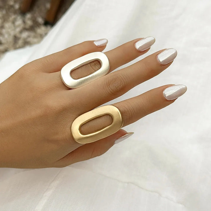Gaia Oval Geometric Adjustable Ring