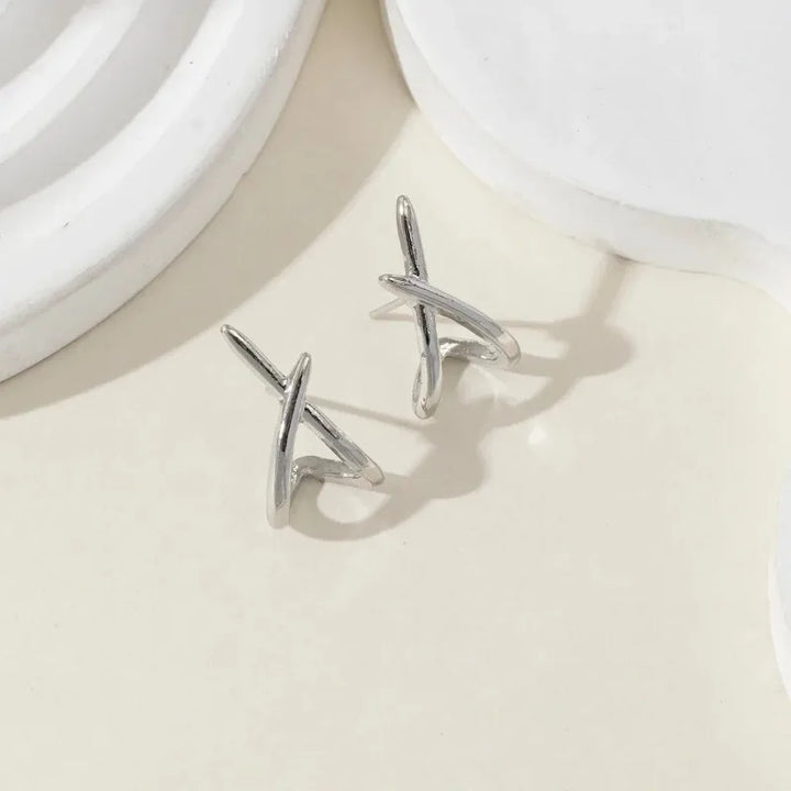 Park Cross Heart Stud Earrings