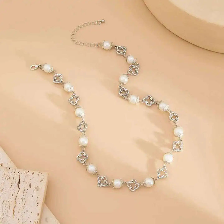Celestia Pearl Floral Choker Necklace