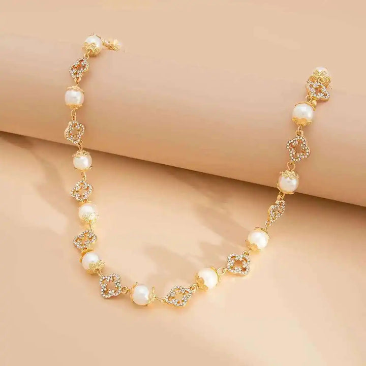 Celestia Pearl Floral Choker Necklace
