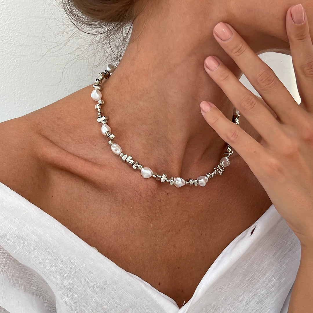 Velmira Pearl Beaded Choker Necklace