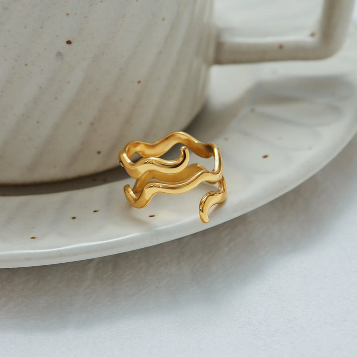 Nerra Wave Gold Open Ring